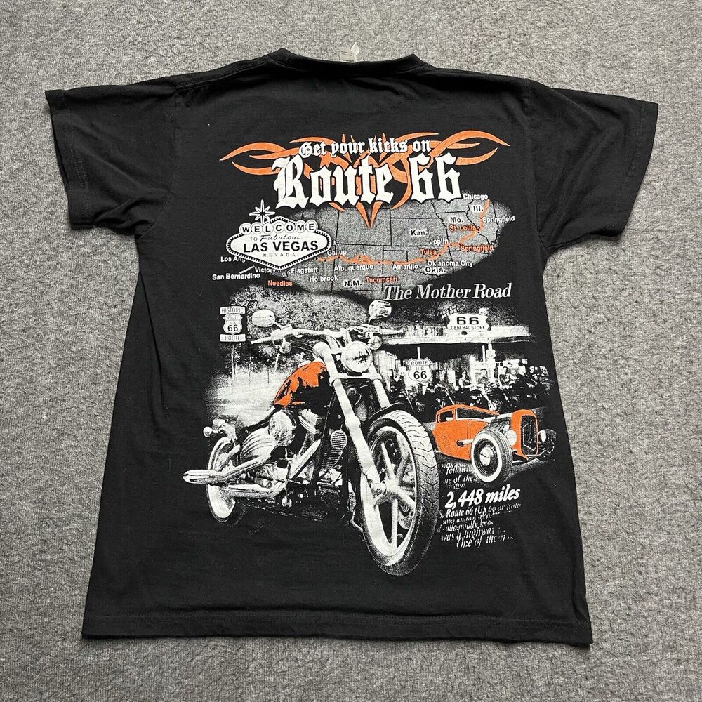 Las Vegas Motorcycle Route 66 T-shirt Mens Small Black Cotton Just Apparel